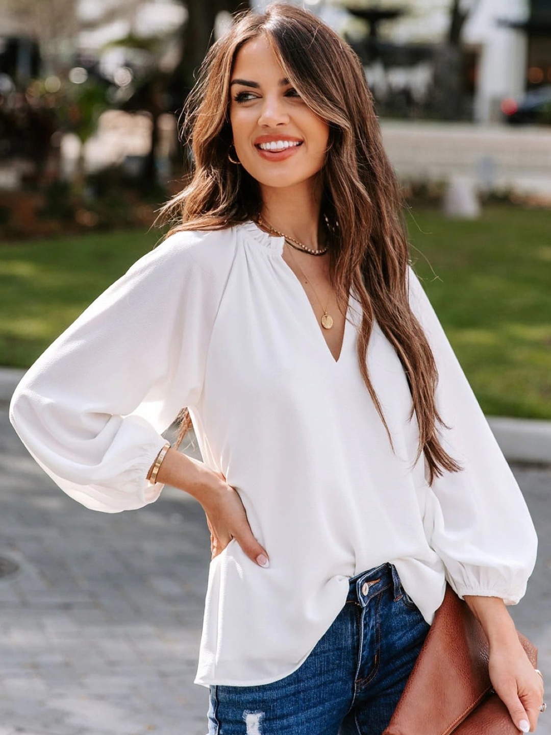 

Stylecast X KPOP White Mandarin Collar Top