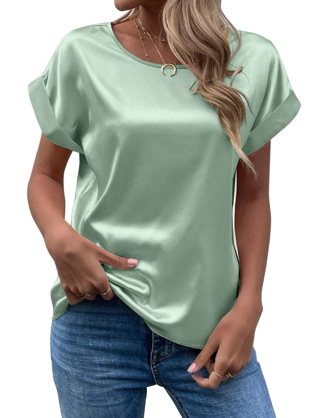 

Stylecast X KPOP Round Neck Short Sleeves Opaque T-Shirt, Green