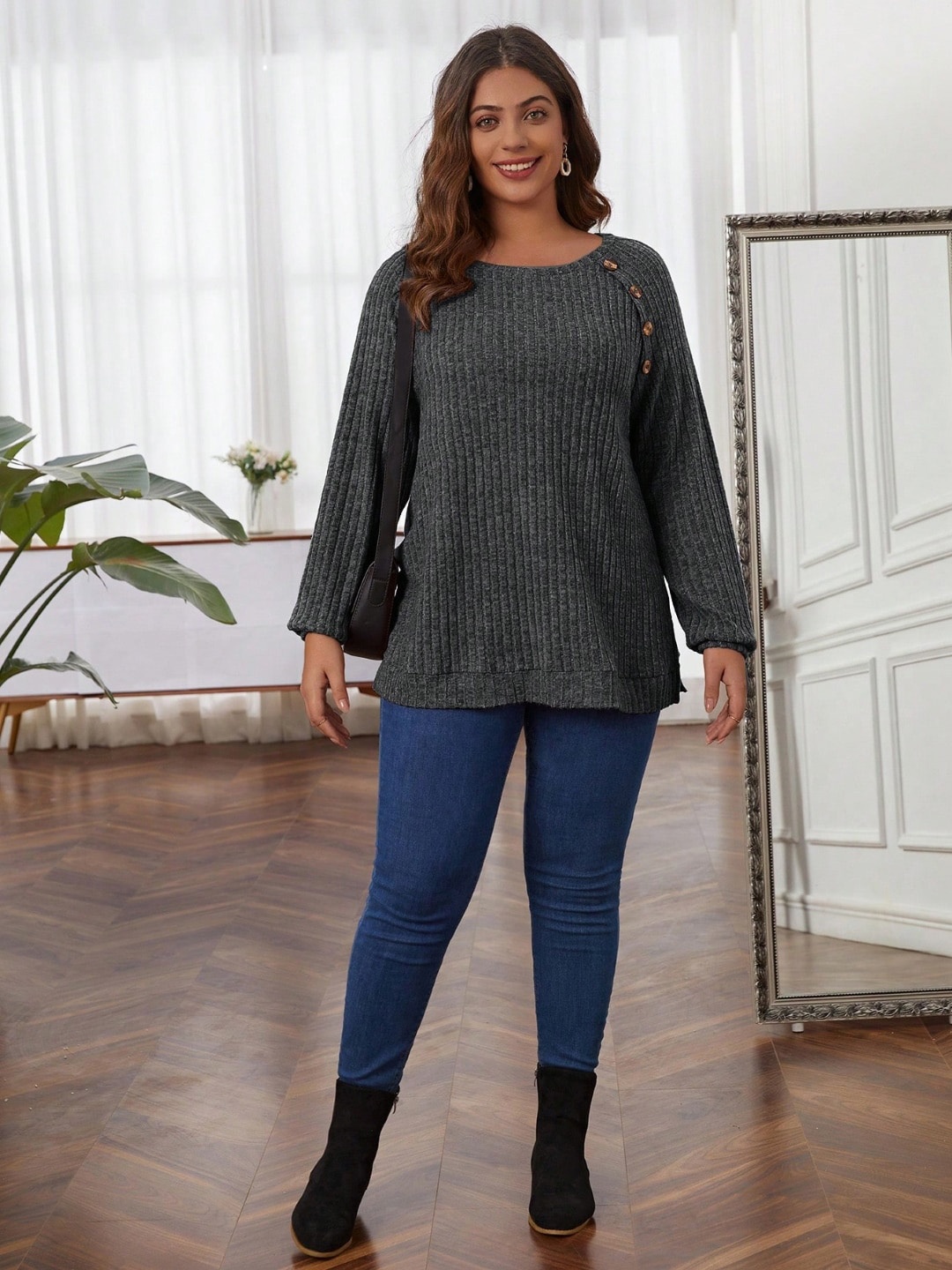 

Stylecast X KPOP Vertical Stripes Top, Grey