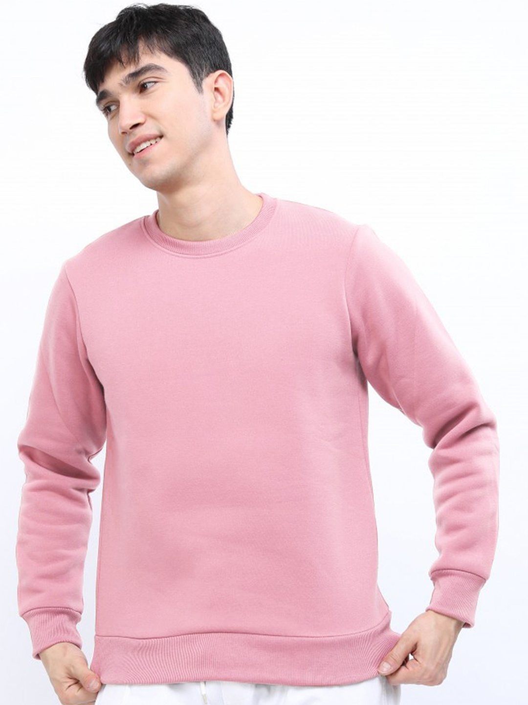 

BAESD Unisex Round Neck Woollen Sweatshirt, Pink