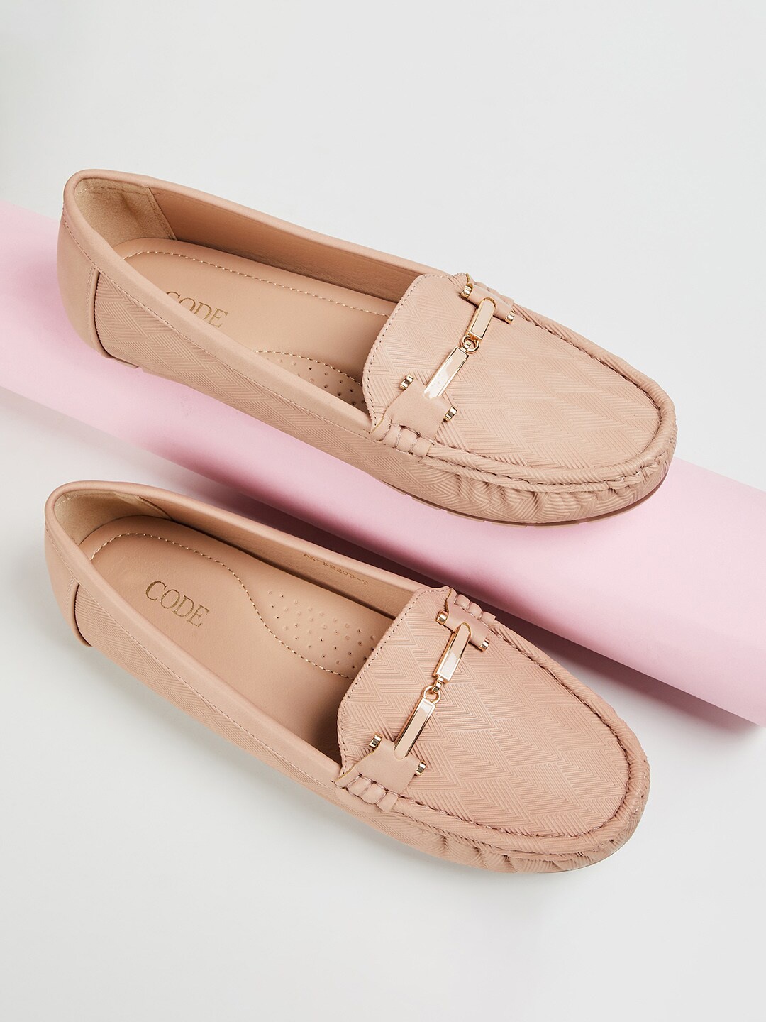 

CODE by Lifestyle Women Textured Horsebit Loafers, Pink