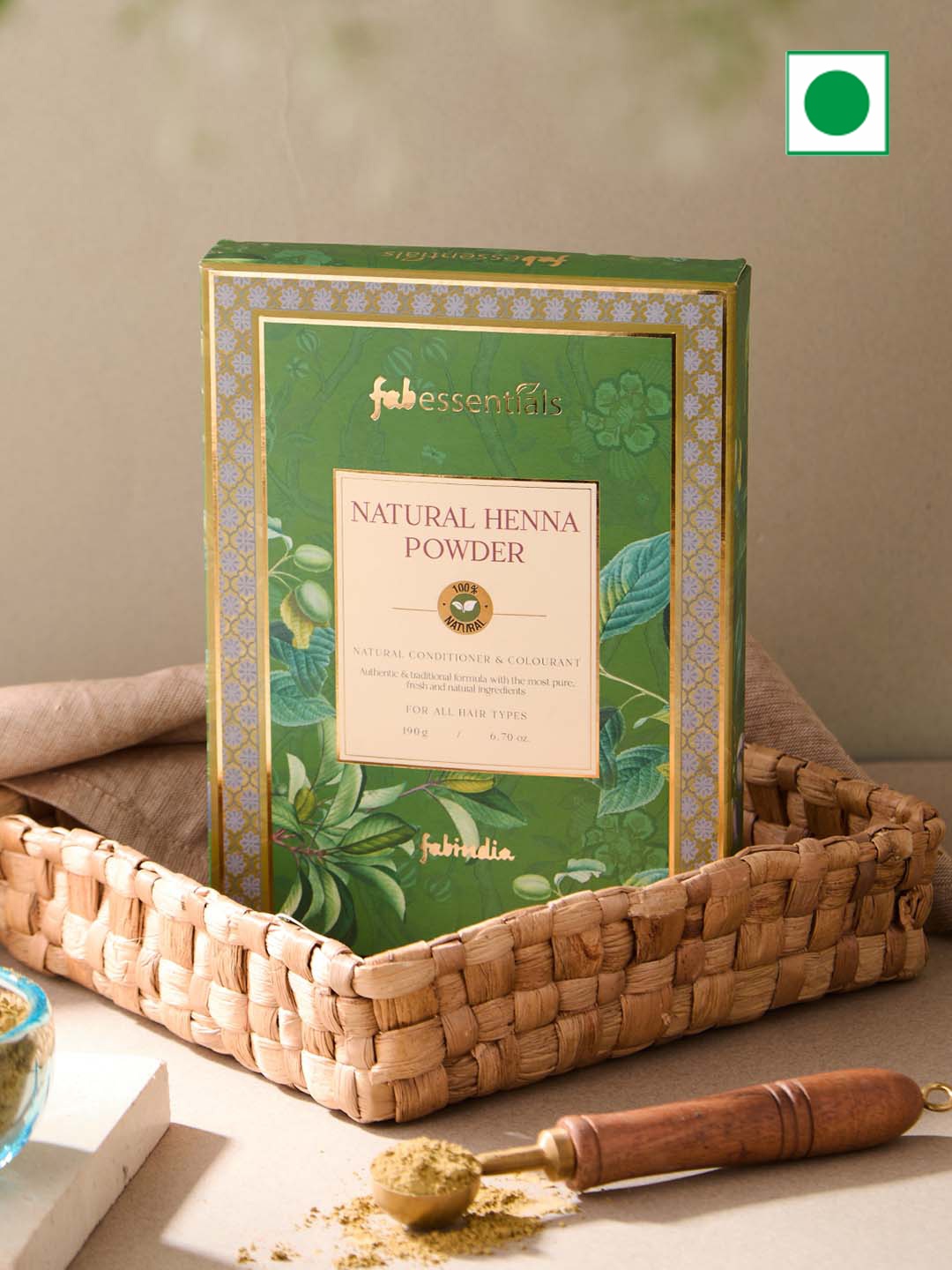

fabessentials Natural Heena Powder Natural Conditioner & Colourant - 190g, Green