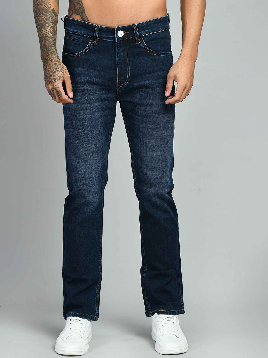 

SQUIREHOOD Men Straight Fit Light Fade Clean Look Stretchable Jeans, Blue