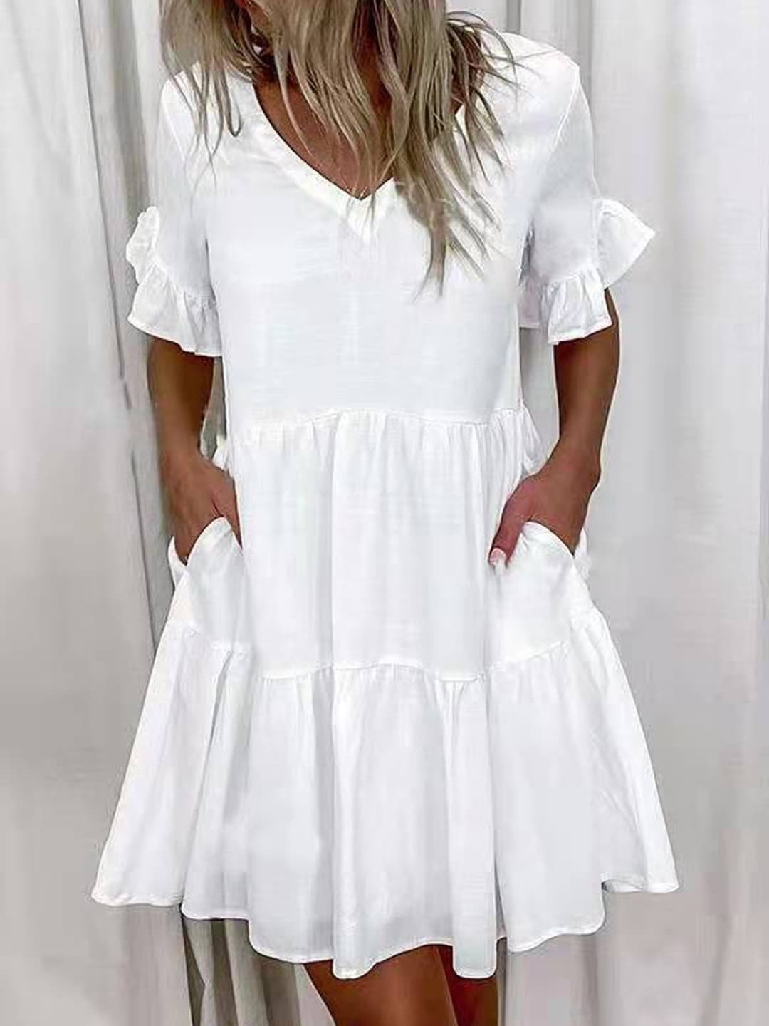 

Stylecast X KPOP Flared Sleeve Fit & Flare Dress, White