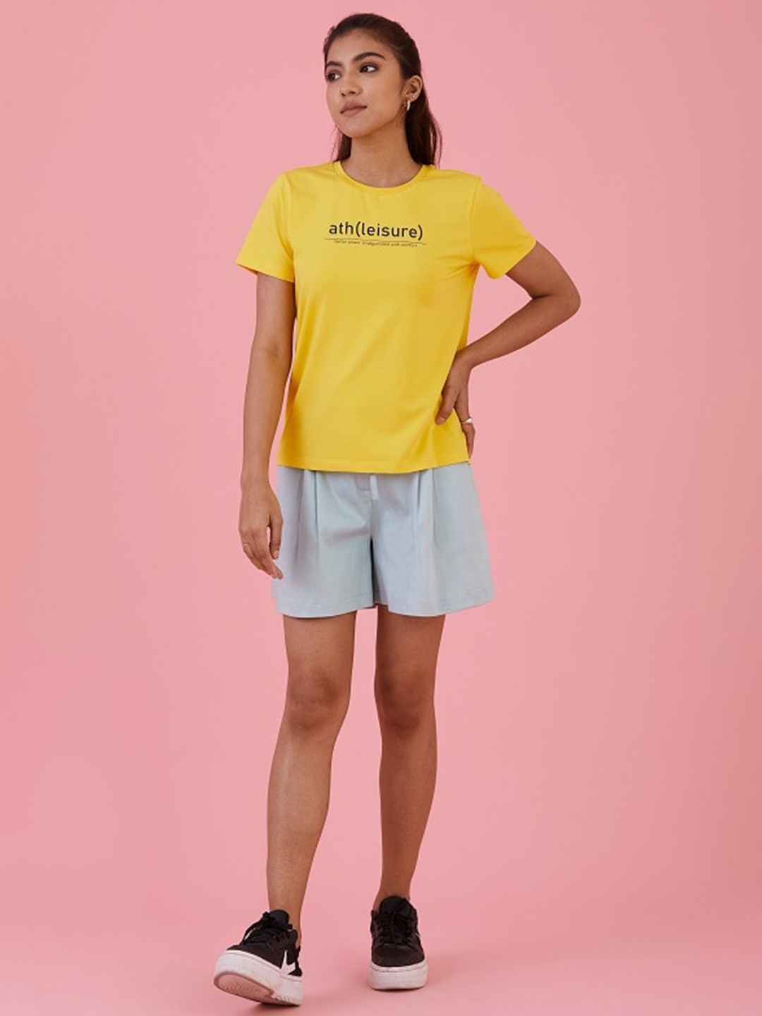 

Muvazo Low-Key Relaxed Fit Typography Printed T-shirt, Yellow