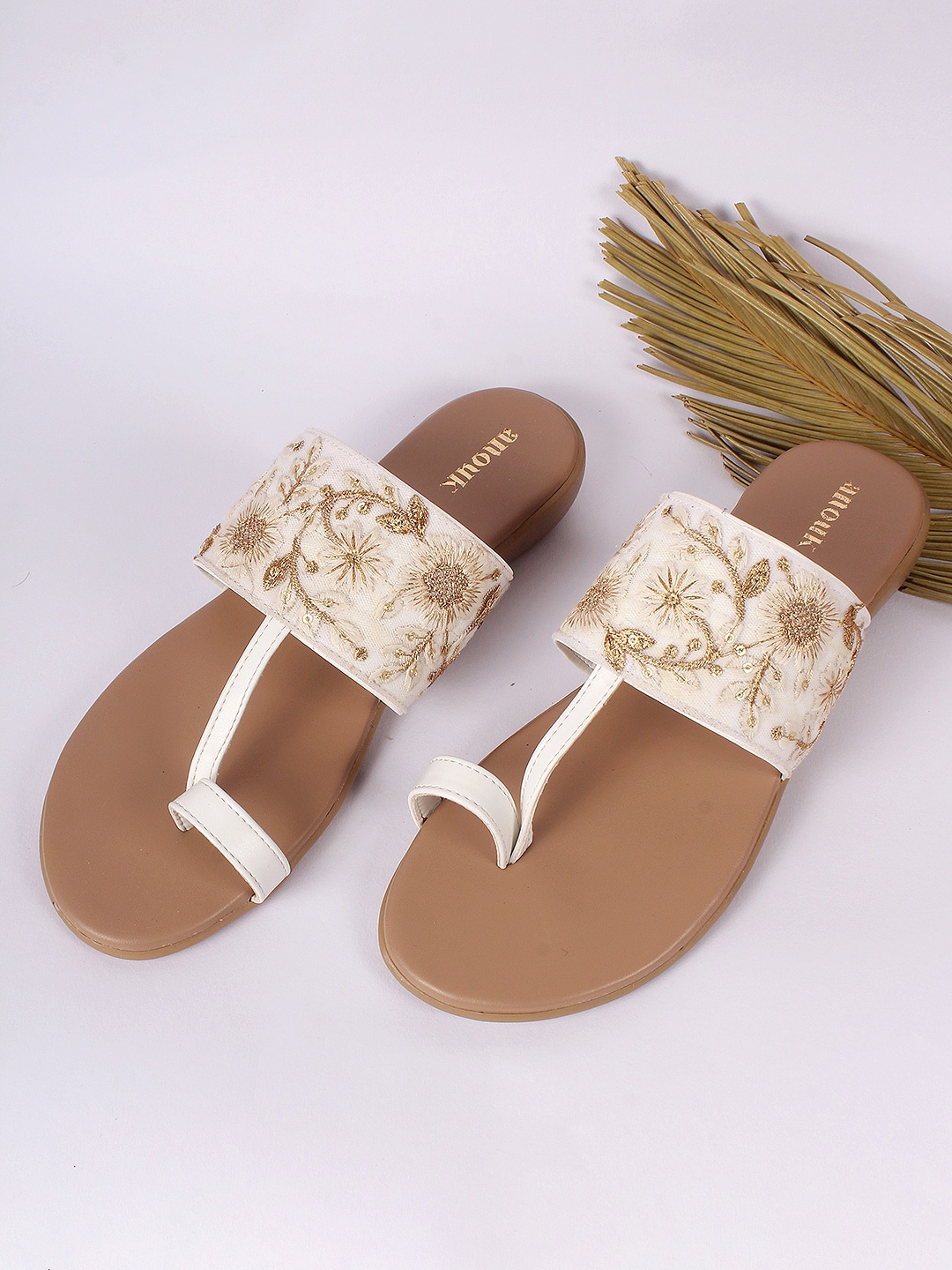 

Anouk Embroidered One Toe Flats, White