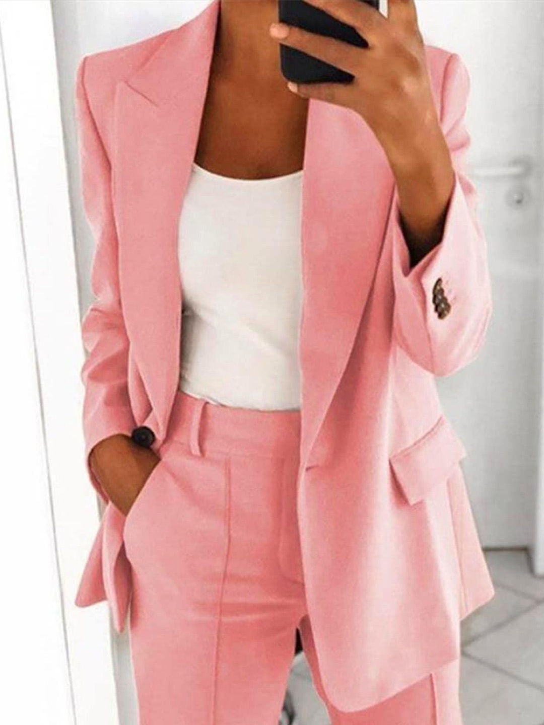 

Stylecast X KPOP Long Sleeves Blazer & Trousers Co-Ords, Pink