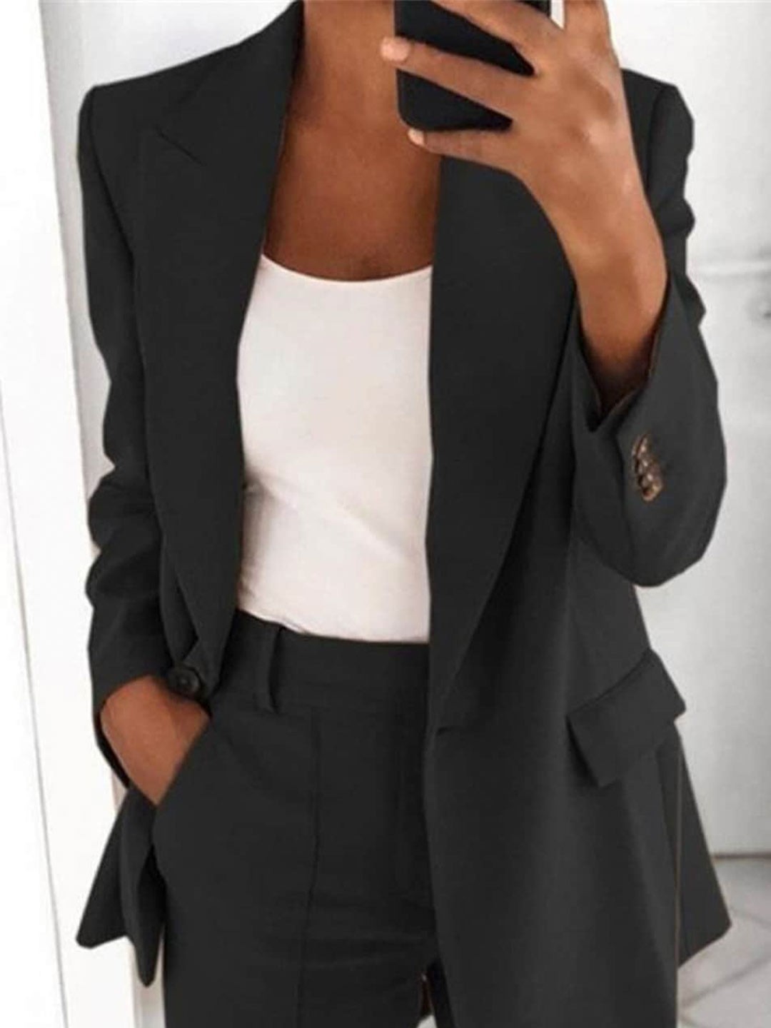 

Stylecast X KPOP Lapel Collar Long Sleeves Blazer & Trousers Co-Ords, Black
