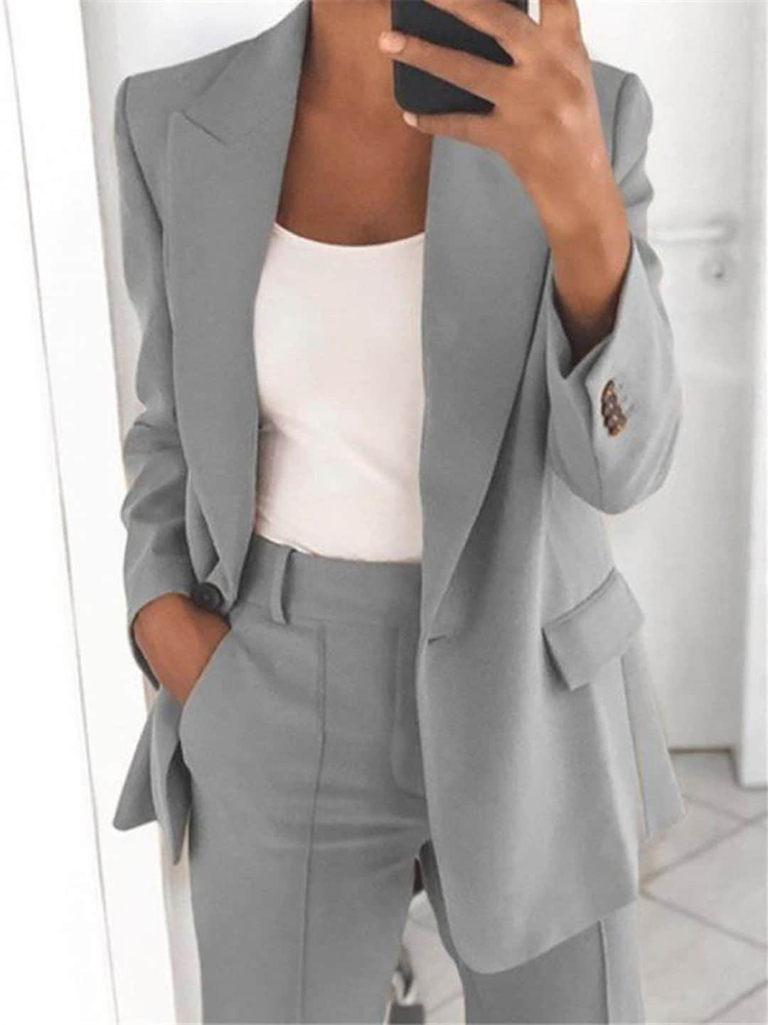 

Stylecast X KPOP Notched Lapel Collar Blazer With Trouser Co-Ords, Grey