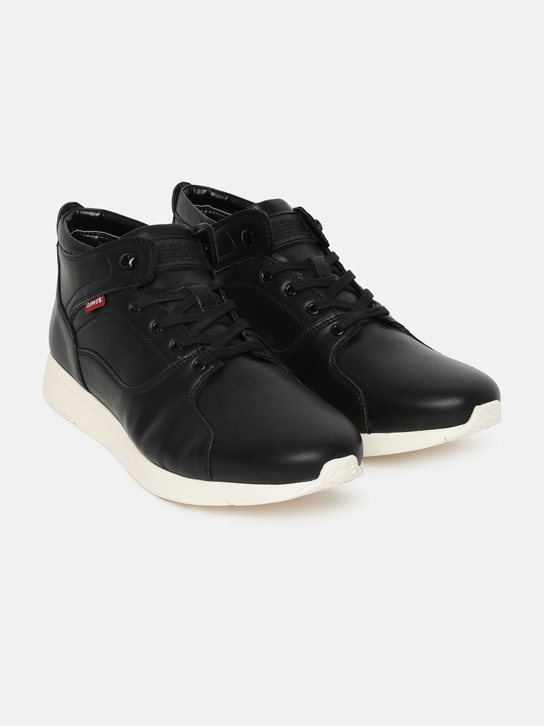 

Levis Men Round Toe Mid Top Sneakers, Black