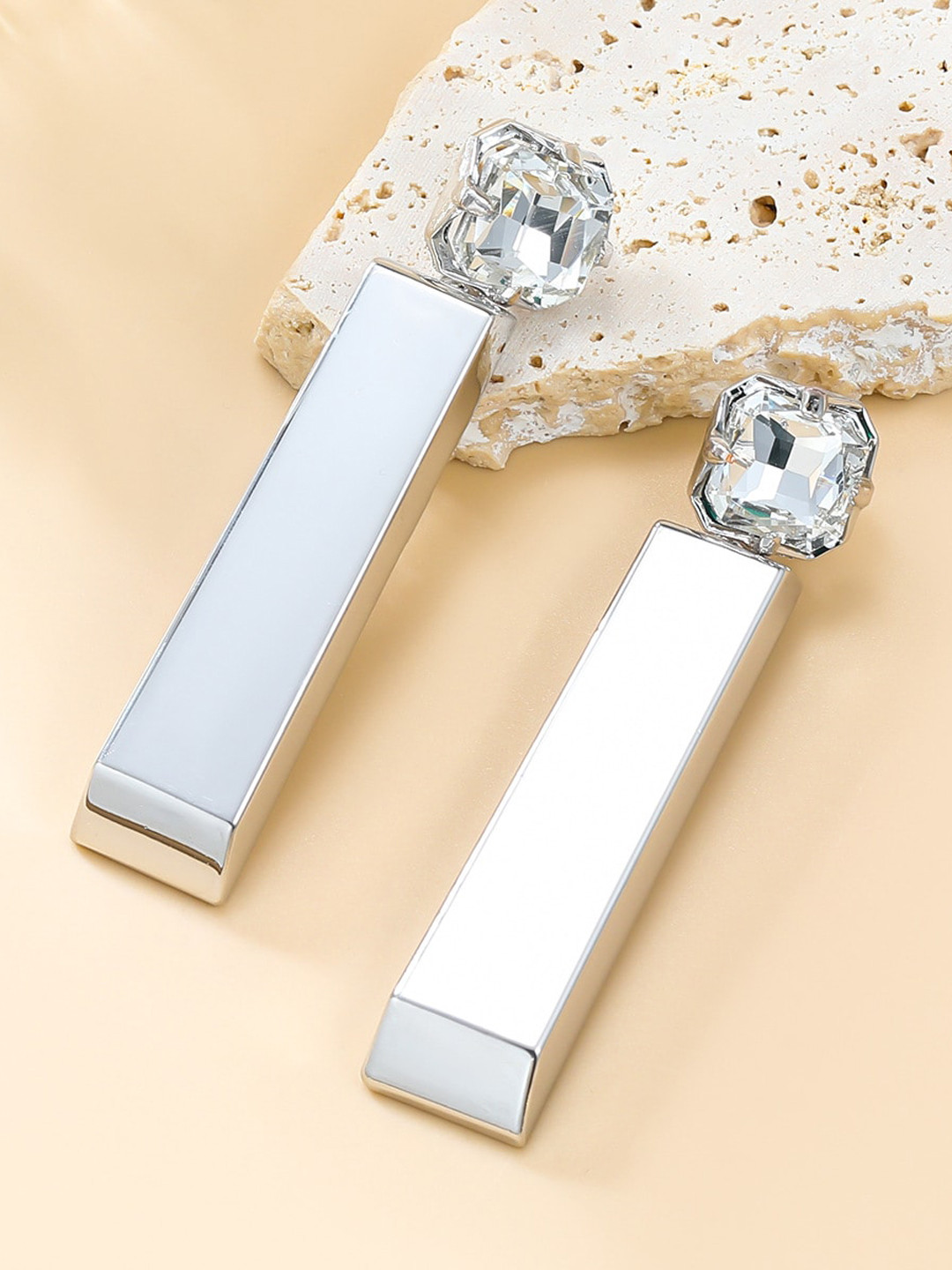 

Just Lil Things Artificial Stones Studded Drop Earrings, Silver