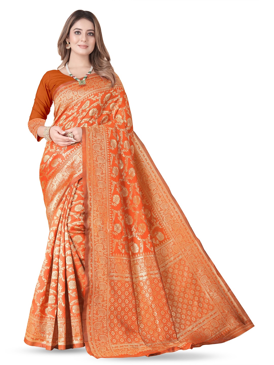 

MUKHITA Woven Design Banarasi Saree, Red
