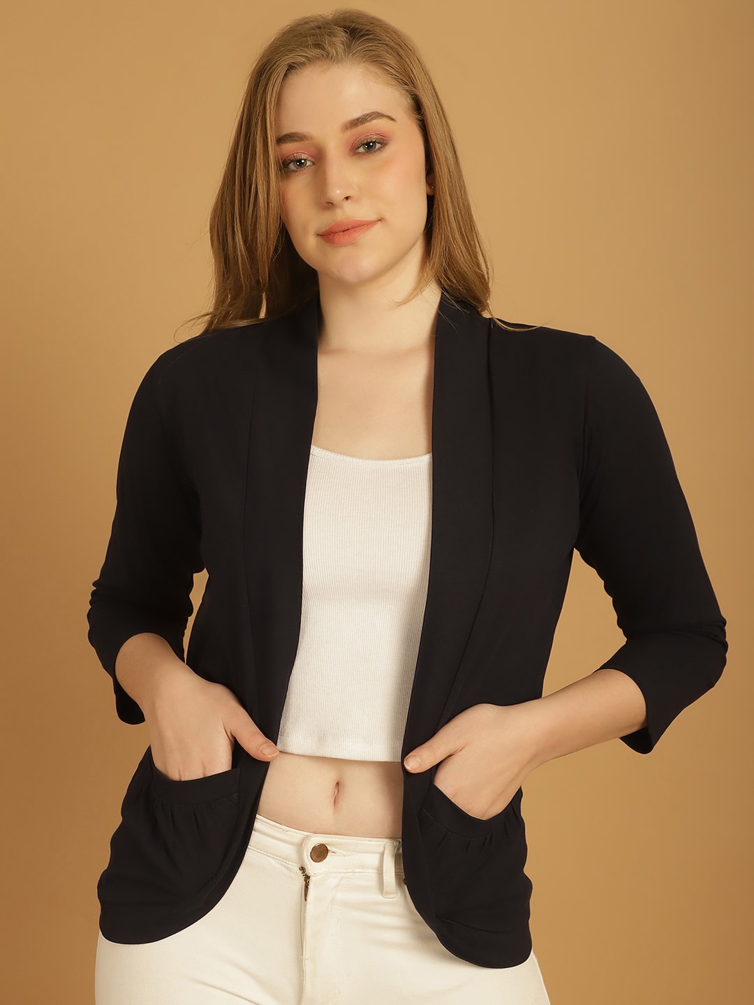 

urSense Open Front Cotton Shrug, Black