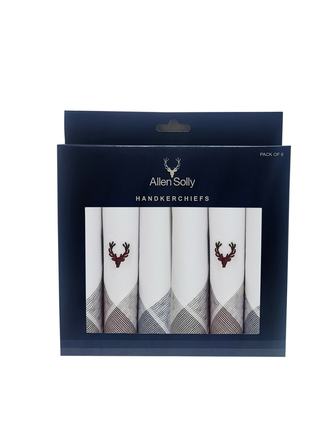 

Allen Solly Men Pack Of 6 Striped Pure Cotton Handkerchief, White