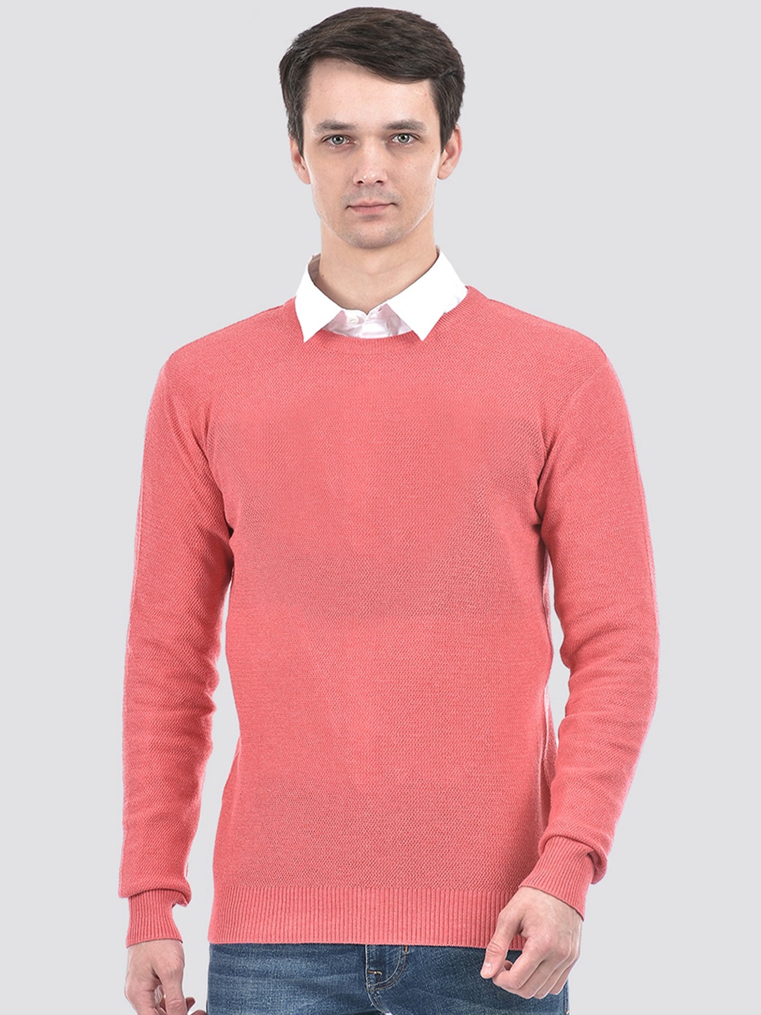 

PORTOBELLO Round Neck Long Sleeves Cotton Pullover Sweater, Pink