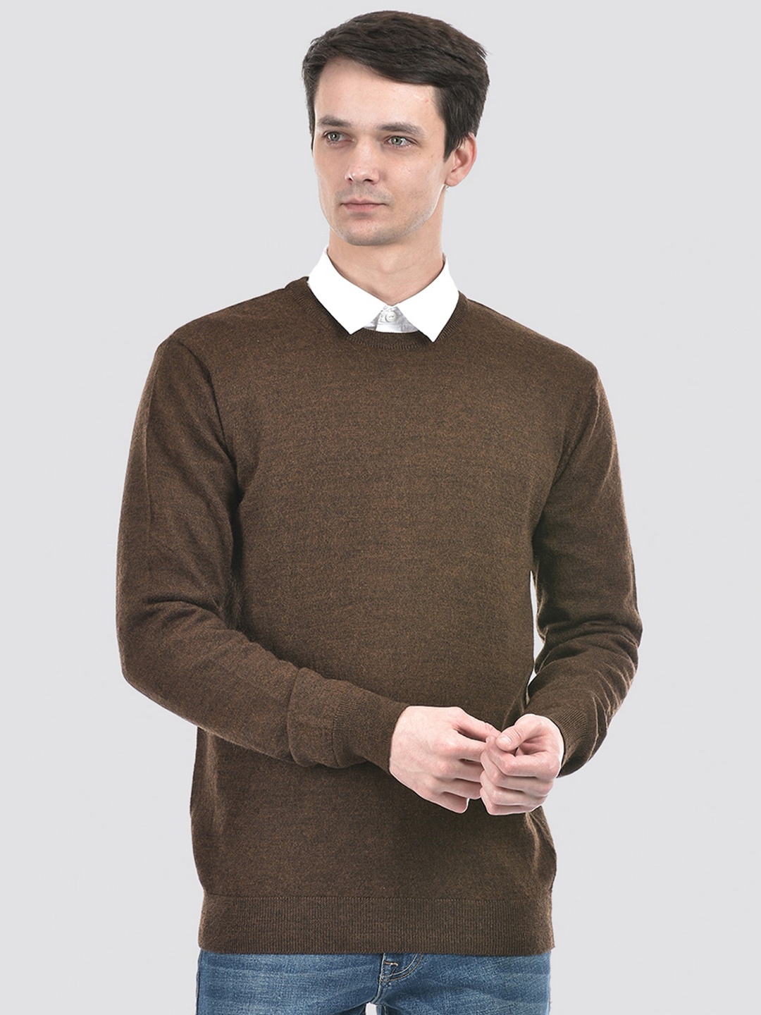 

PORTOBELLO Textured Woollen Pullover Sweater, Brown