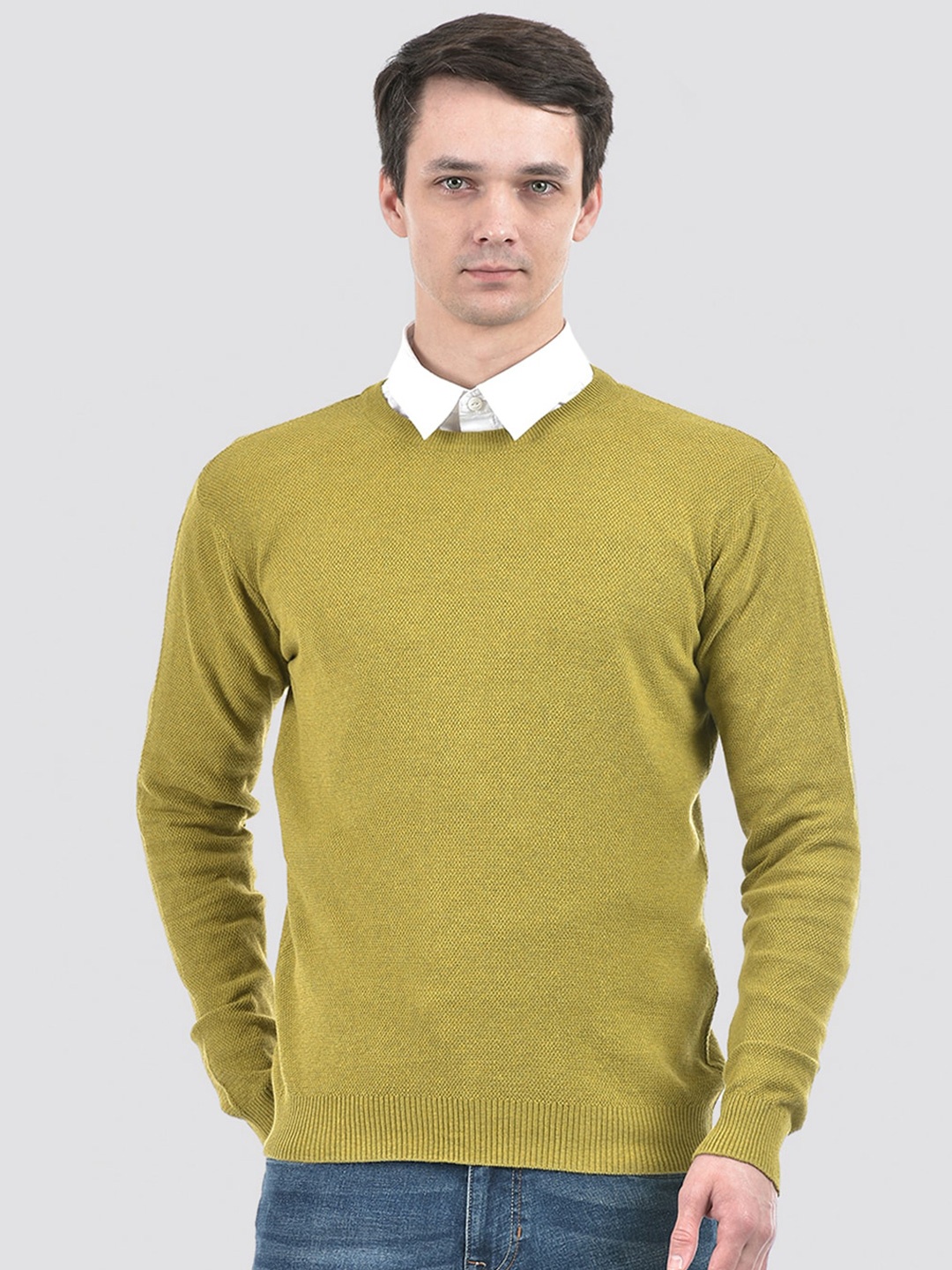 

PORTOBELLO Round Neck Cotton Pullover Sweaters, Green