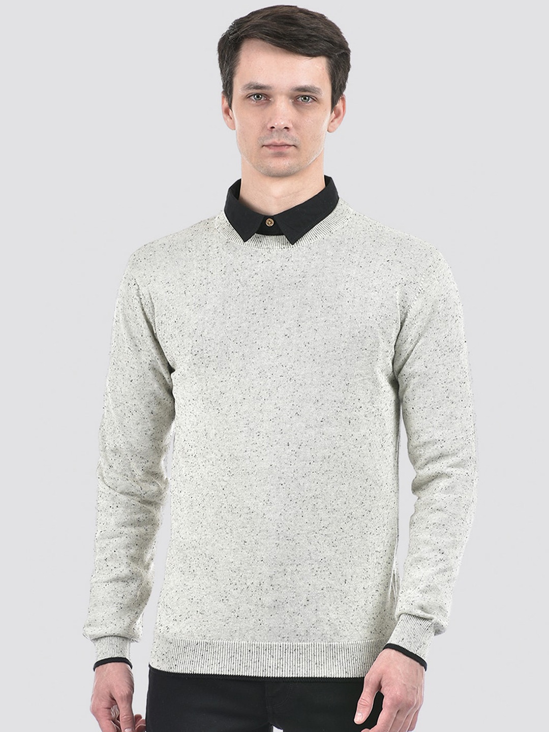 

PORTOBELLO Round Neck Ribbed Pullover Sweaters, Off white