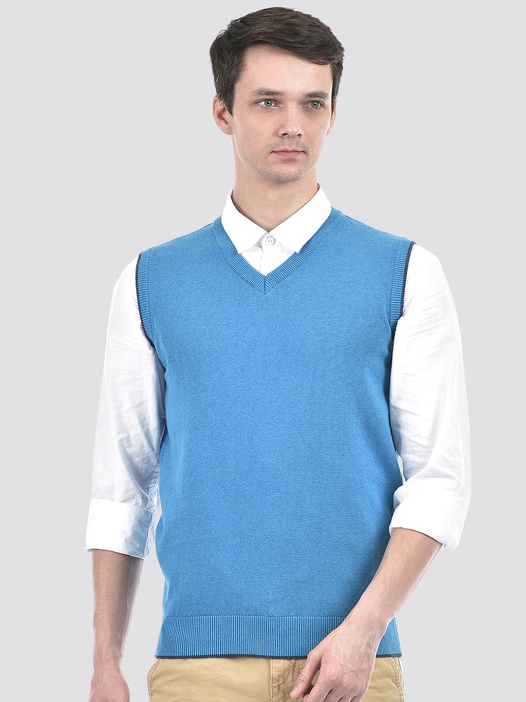 

PORTOBELLO V-Neck Sleeveless Sweater Vest, Blue