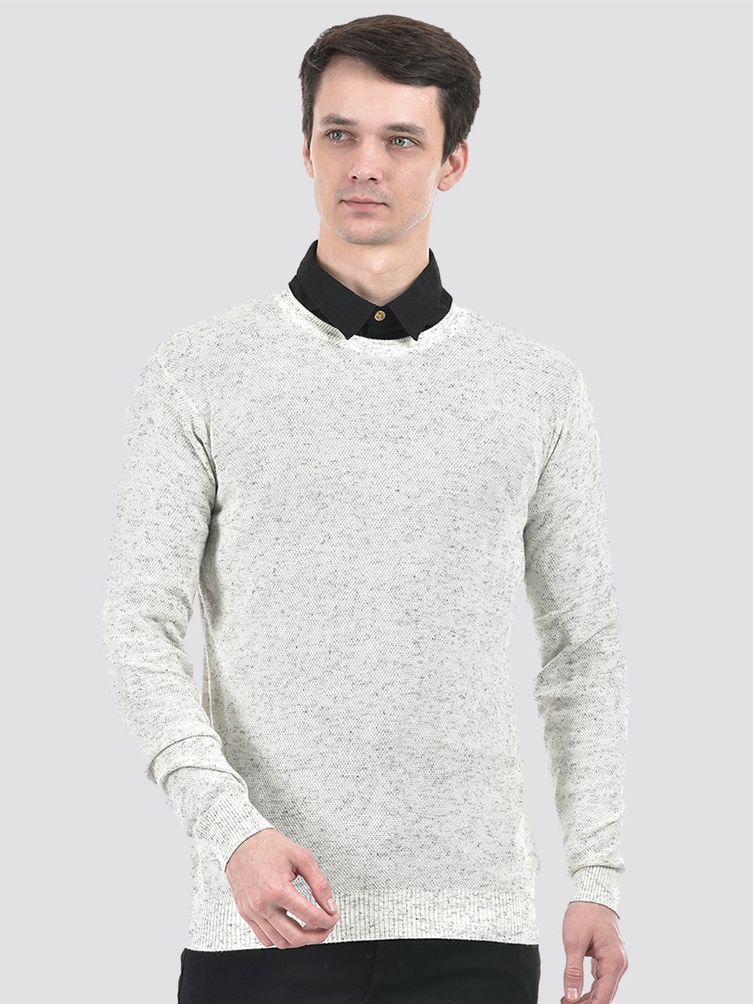 

PORTOBELLO Round Neck Cotton Pullover Sweaters, Off white