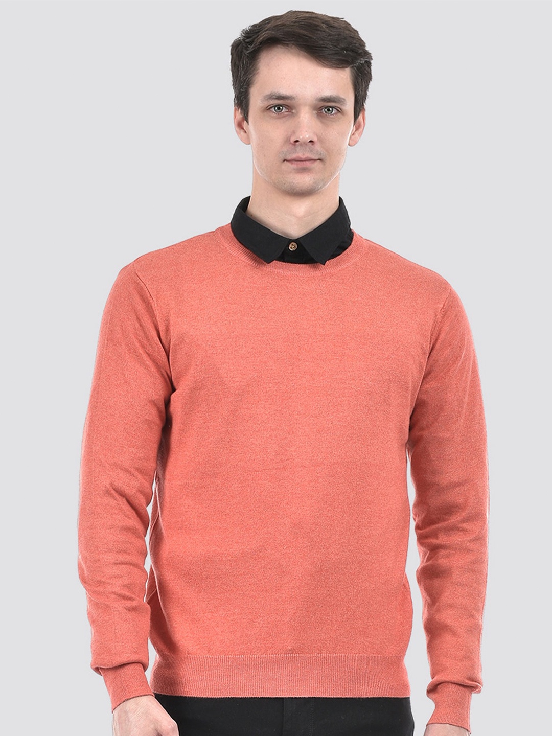

PORTOBELLO Round Neck Cotton Pullover Sweaters, Orange
