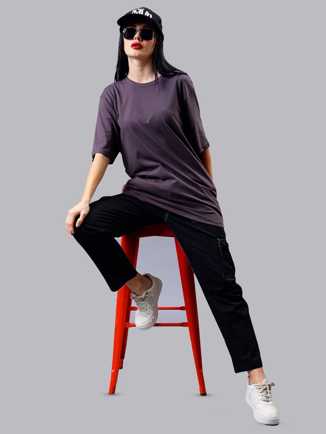 

Mad Over Print Oversized Cotton T-shirt, Charcoal