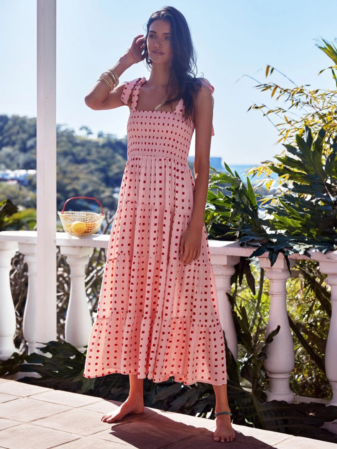 

Stylecast X KPOP Polka Dots Print Maxi Dress, Pink