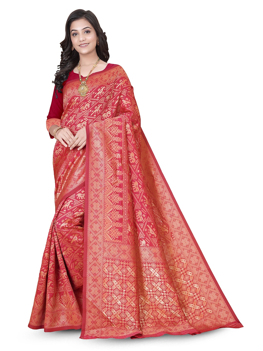 

MUKHITA Woven Design Patola Saree, Pink