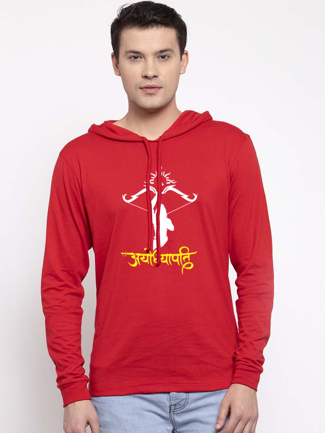 

Friskers Men Red Cotton Graphics Printed Hoodie T-shirt