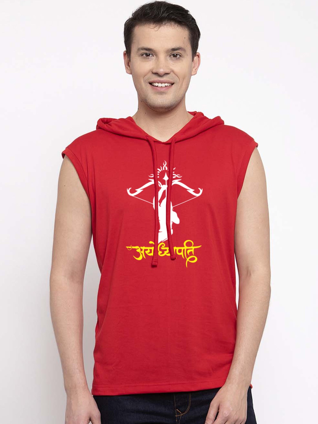 

Friskers Men Red Cotton Graphics Printed Hoodie T-shirt