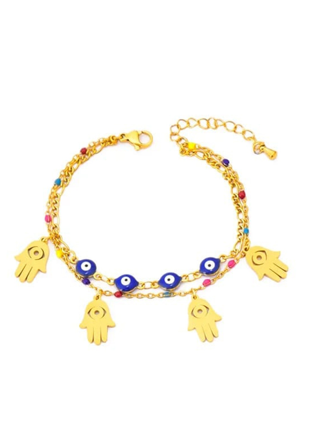 

VIEN Gold-Plated Stainless Steel Evil Eye Charm Bracelet