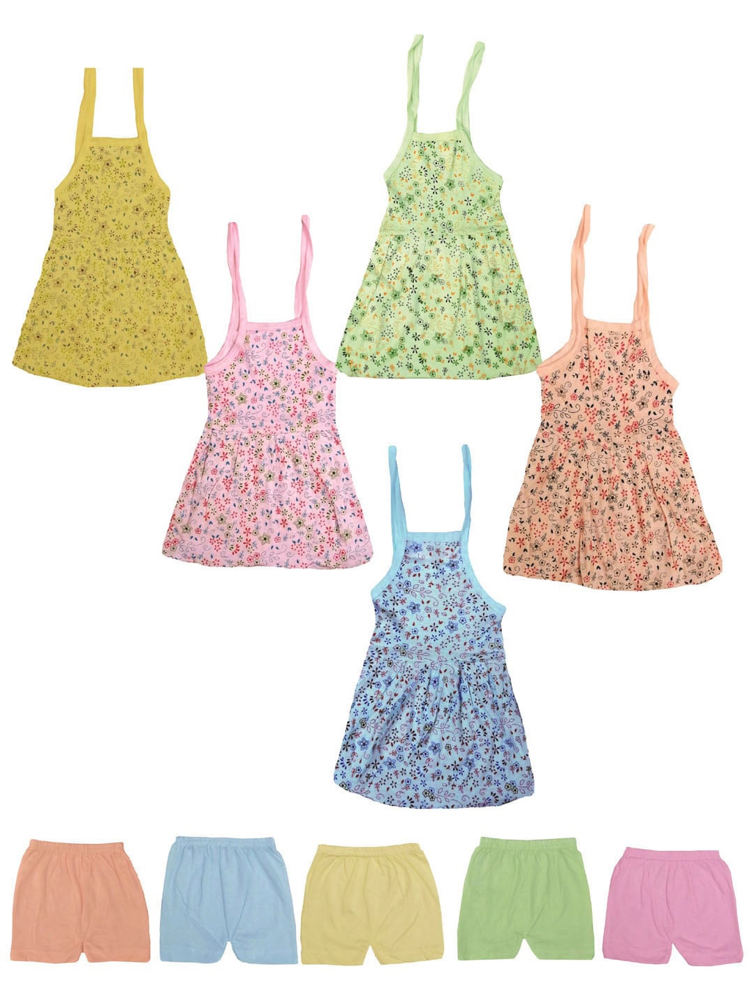 

MRB Infant Girls Pack Of 5 Printed Pure Cotton Clothing Set, Pink