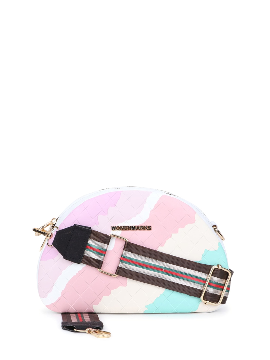 

WOMEN MARKS Colourblocked Structured Sling Bag, Pink