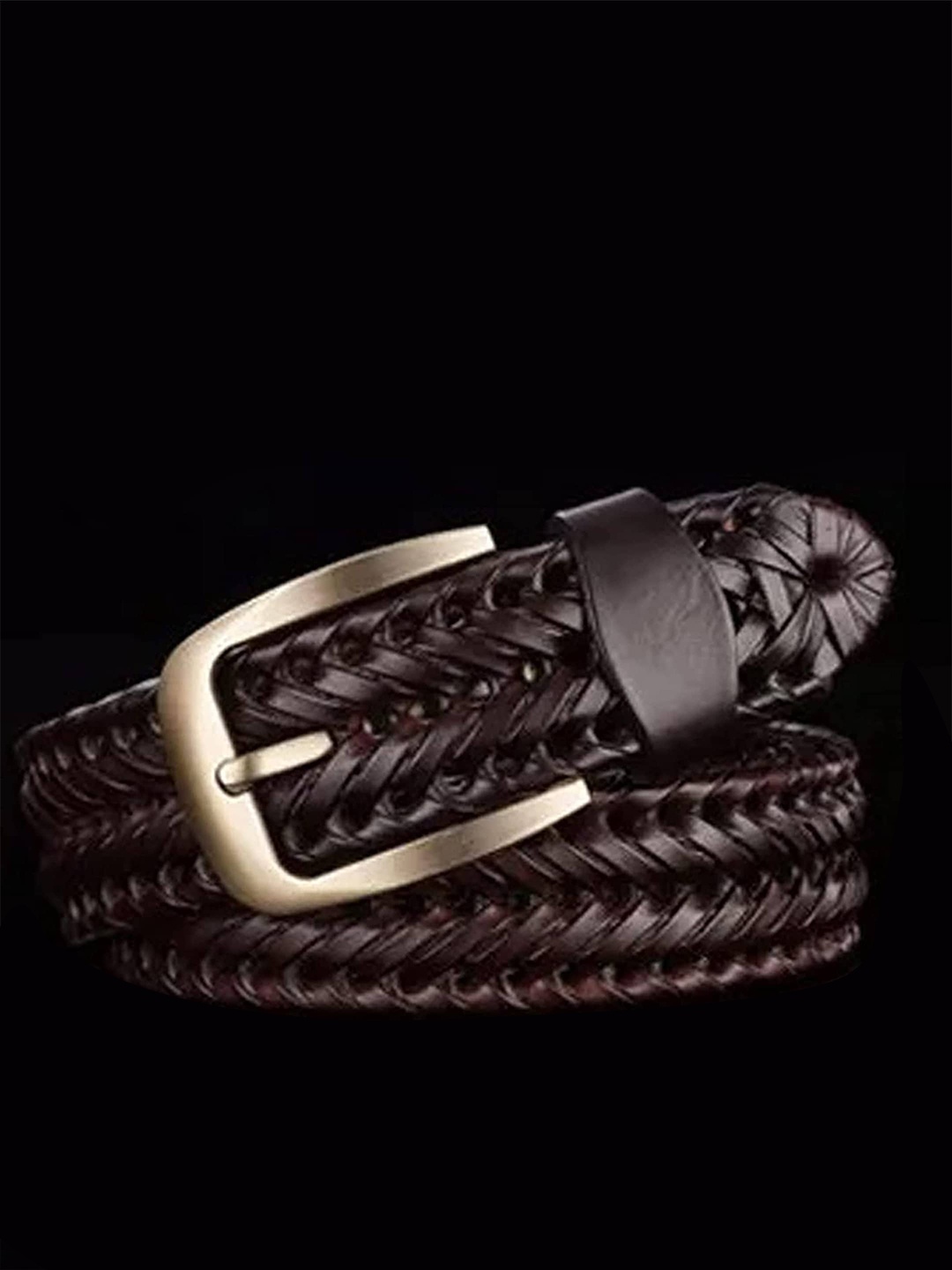 

REDHORNS Men Braided Leather Belt, Brown