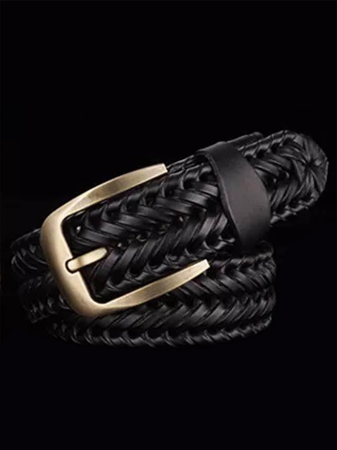 

REDHORNS Men Braided Leather Belt, Black