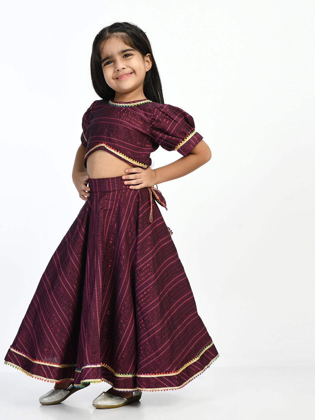 

BAESD Girls Ready to Wear Cotton Lehenga Choli, Purple