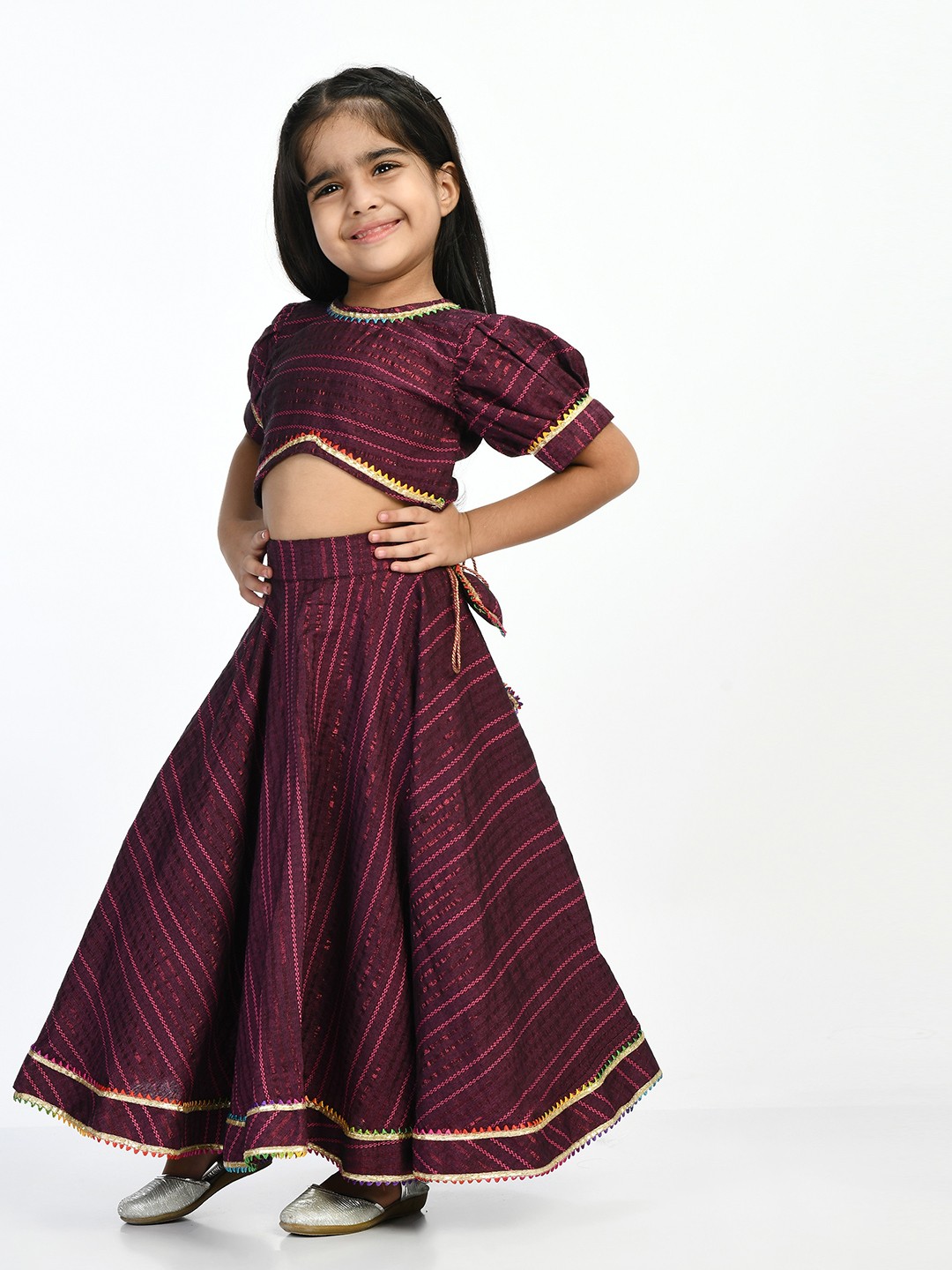 

BAESD Girls Ready to Wear Cotton Lehenga Choli, Purple