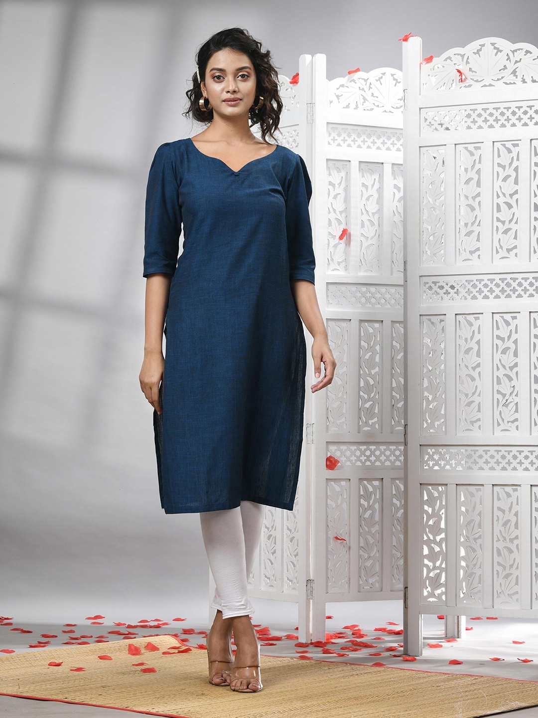 

Angoshobha Cotton Straight Kurta, Blue