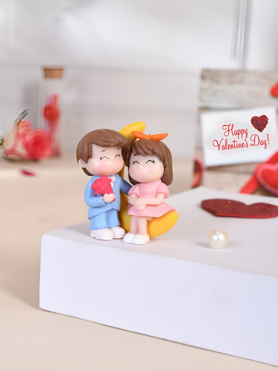 

TAYHAA Blue & Pink Miniature Couple Figurine Showpiece