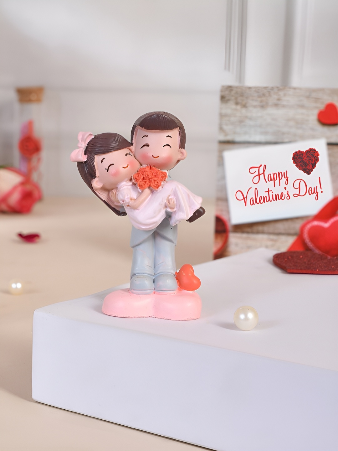 

TAYHAA Grey & Pink Couple Figurine Showpiece