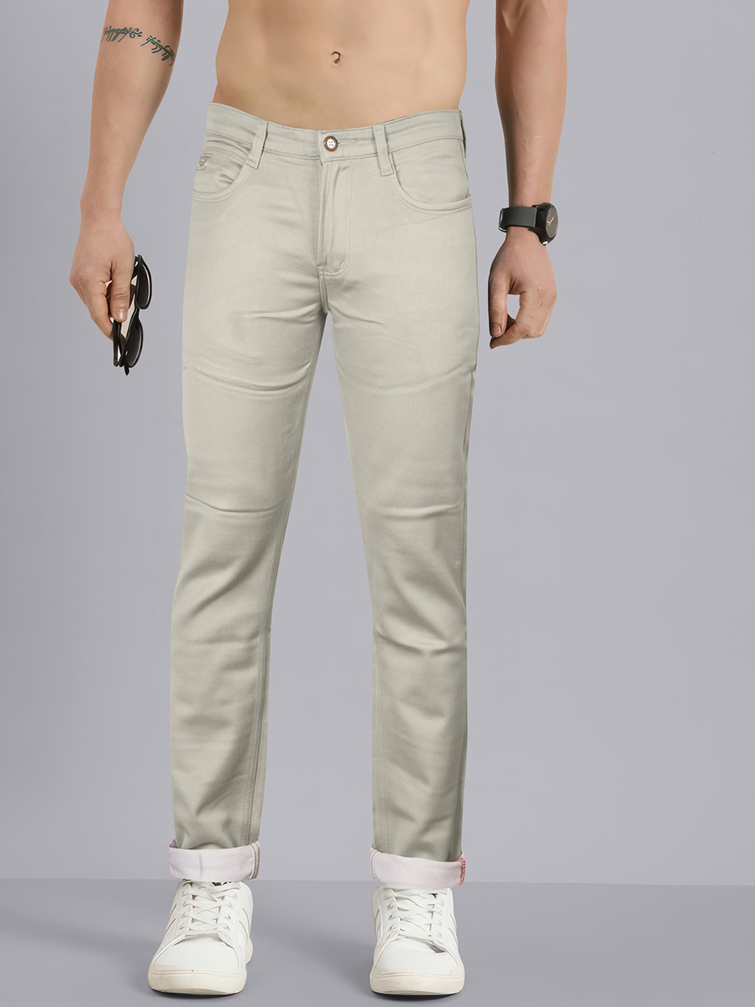 

Jb Just BLACK Men Urban Slim Fit Stretchable Jeans, Cream