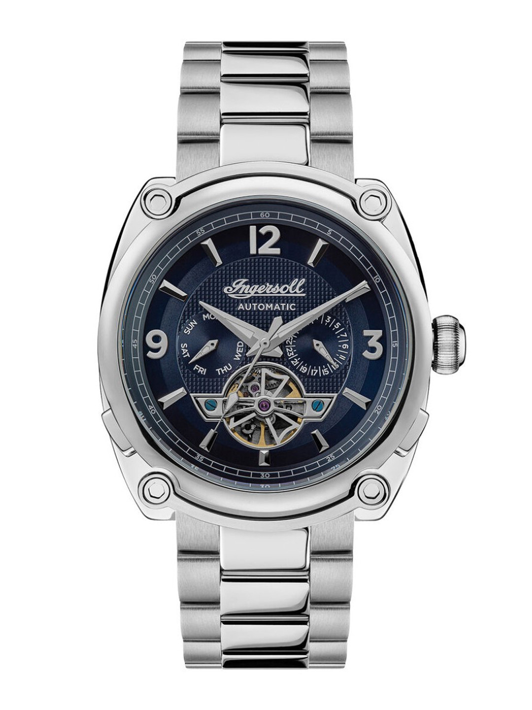 

Ingersoll Men The Michigan Skeleton Dial & Analogue Automatic Motion Powered Watch I01107, Silver