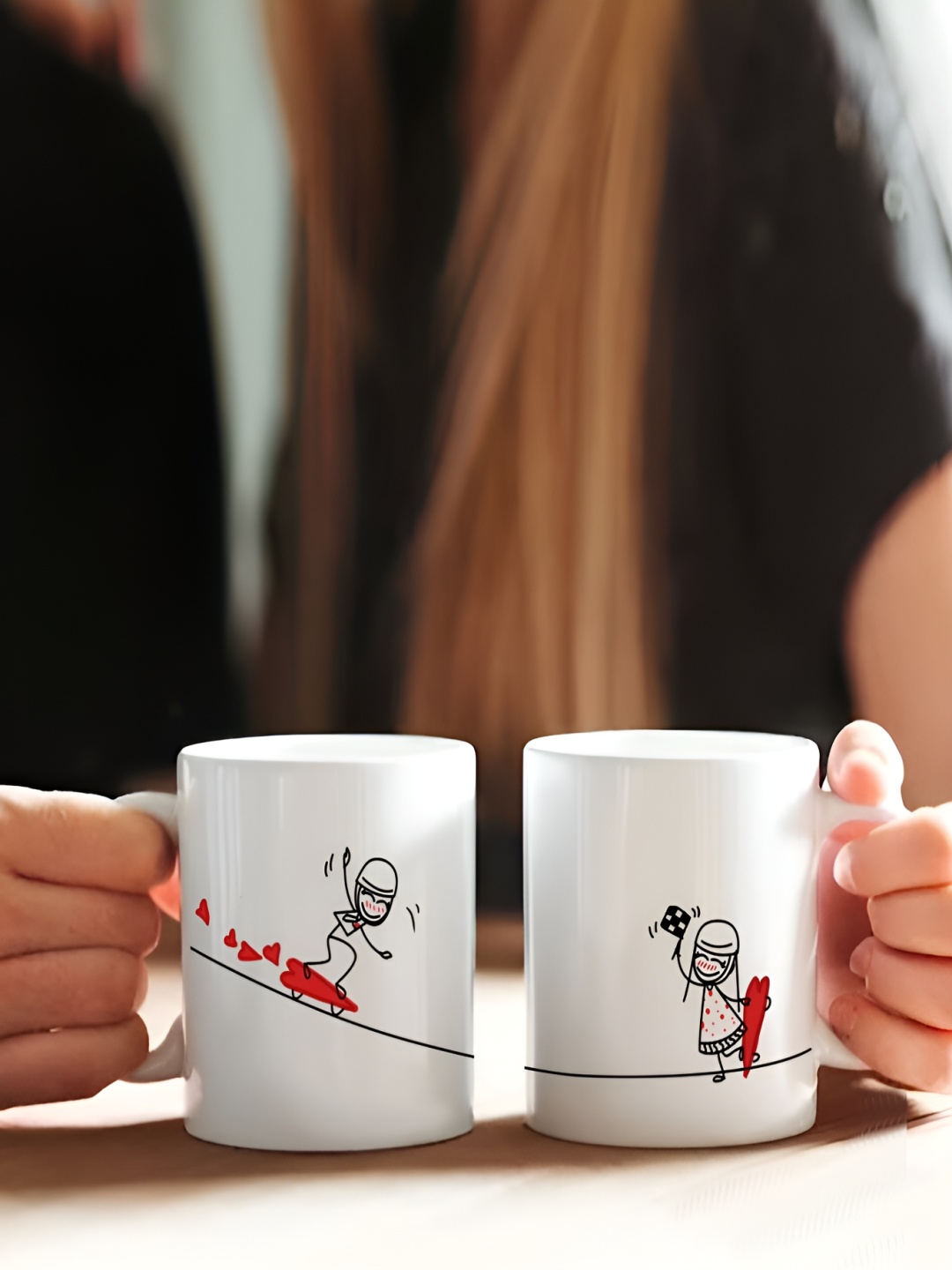 

Phirki Studio Valentine Day Lovely Couple Design Coffee Mug Gift Set, White