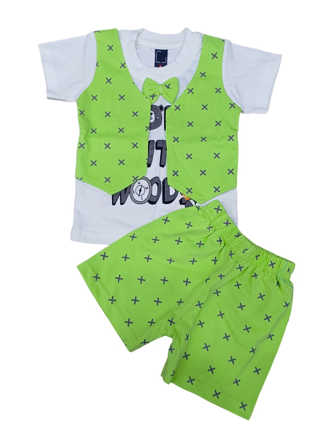 

BAESD Infant Boys Printed Pure Cotton T-shirt with Shorts, White