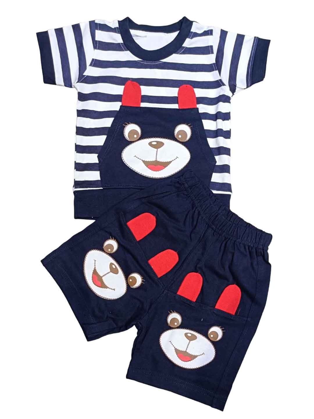 

BAESD Kids Striped Pure Cotton T-shirt with Shorts, White