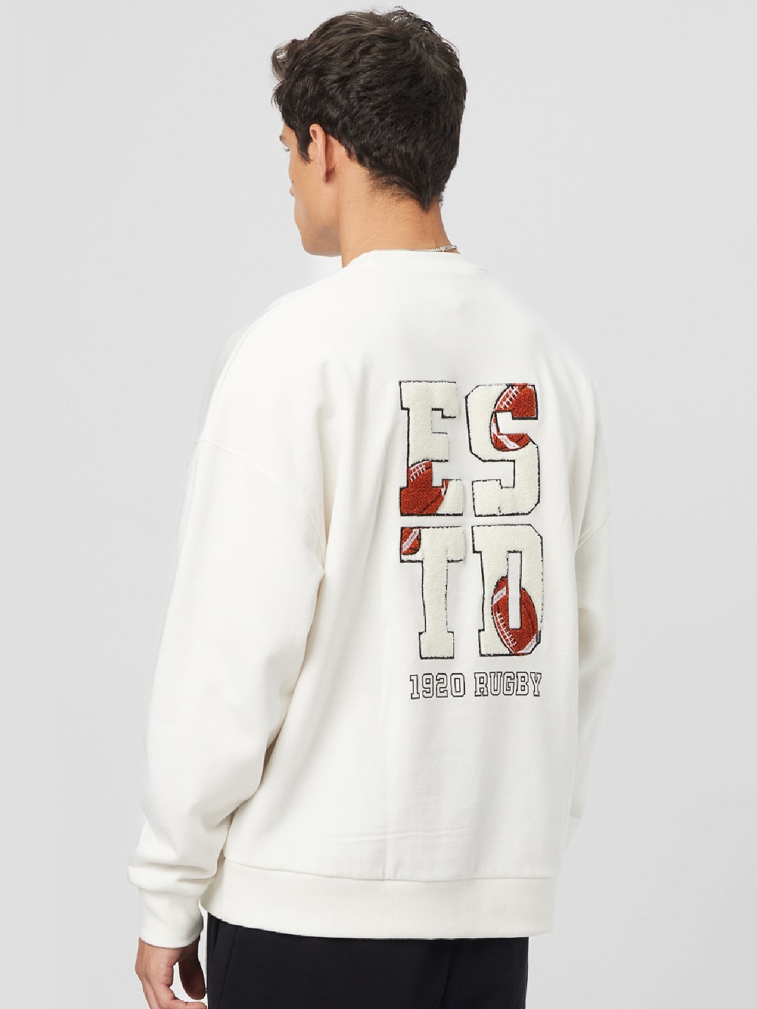 

Koovs Typography Printed Cotton Pullover Straight Sweatshirt, White