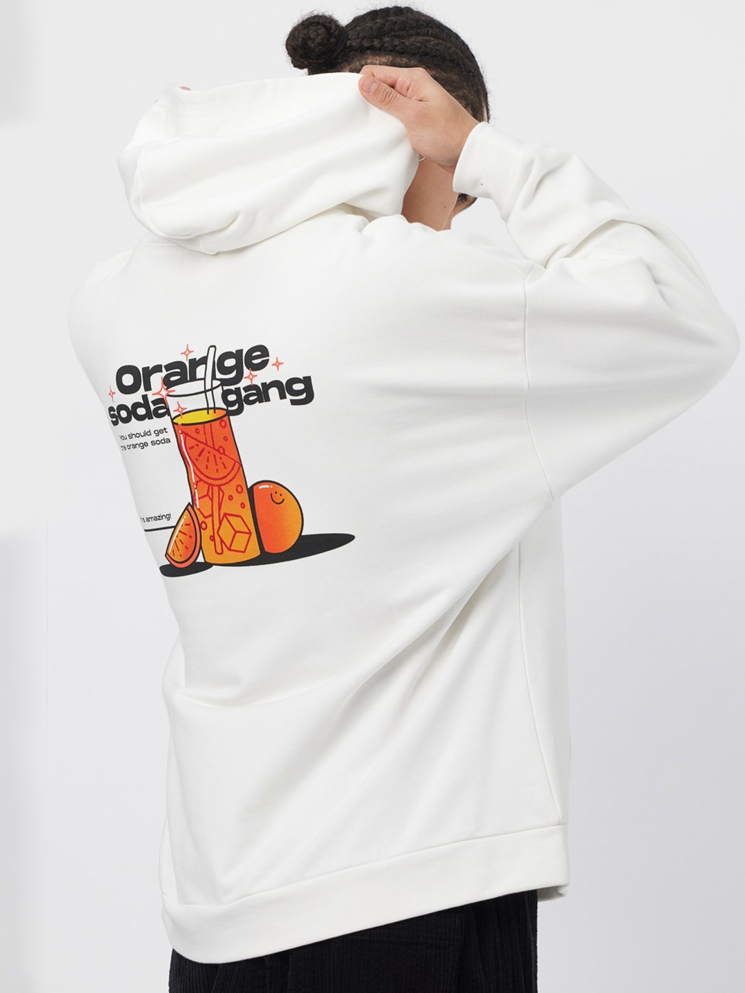 

Koovs Hooded Long Sleeves Pullover Sweatshirt, White
