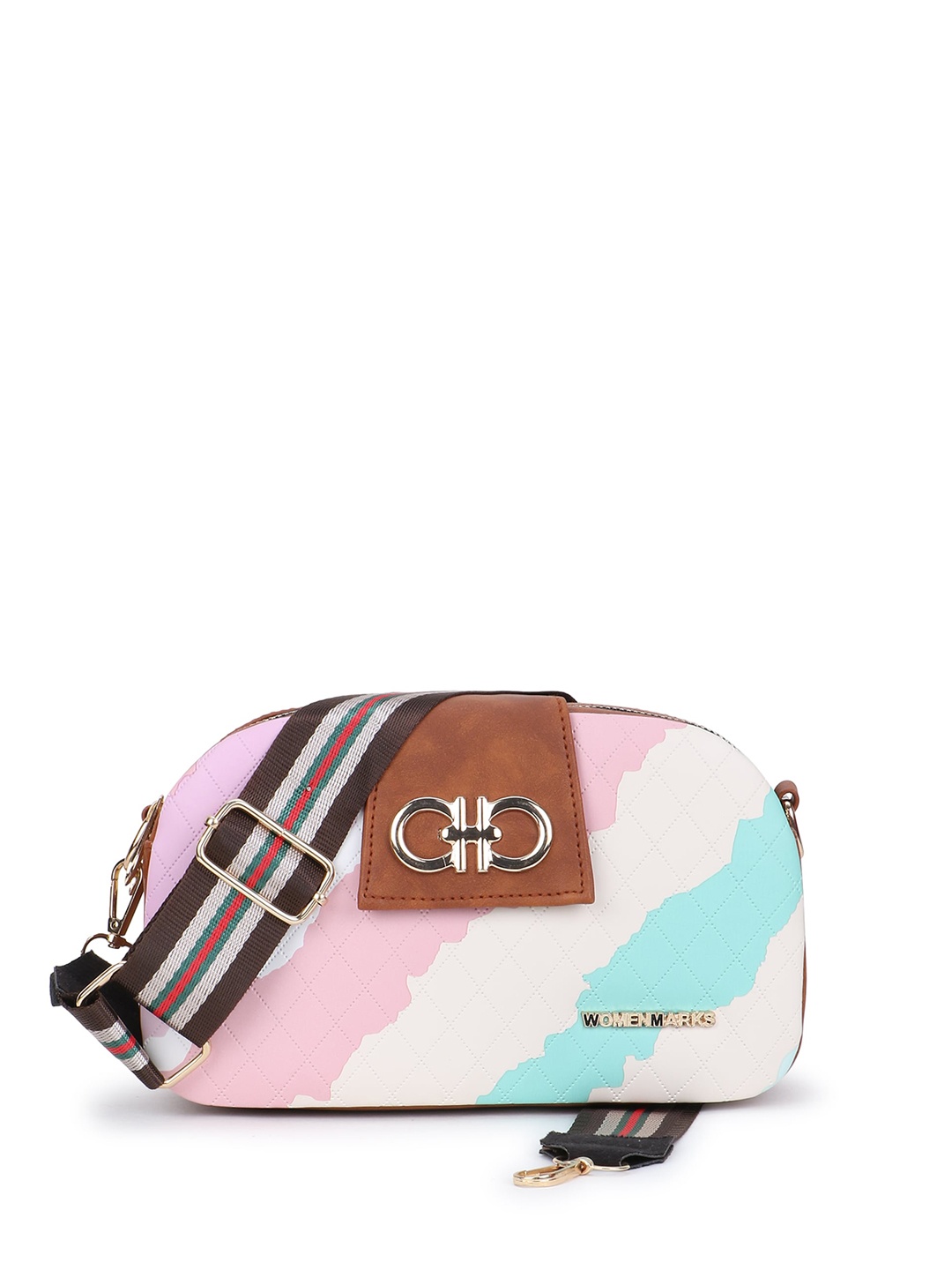 

WOMEN MARKS Graphic Printed PU Structured Sling Bag, Pink