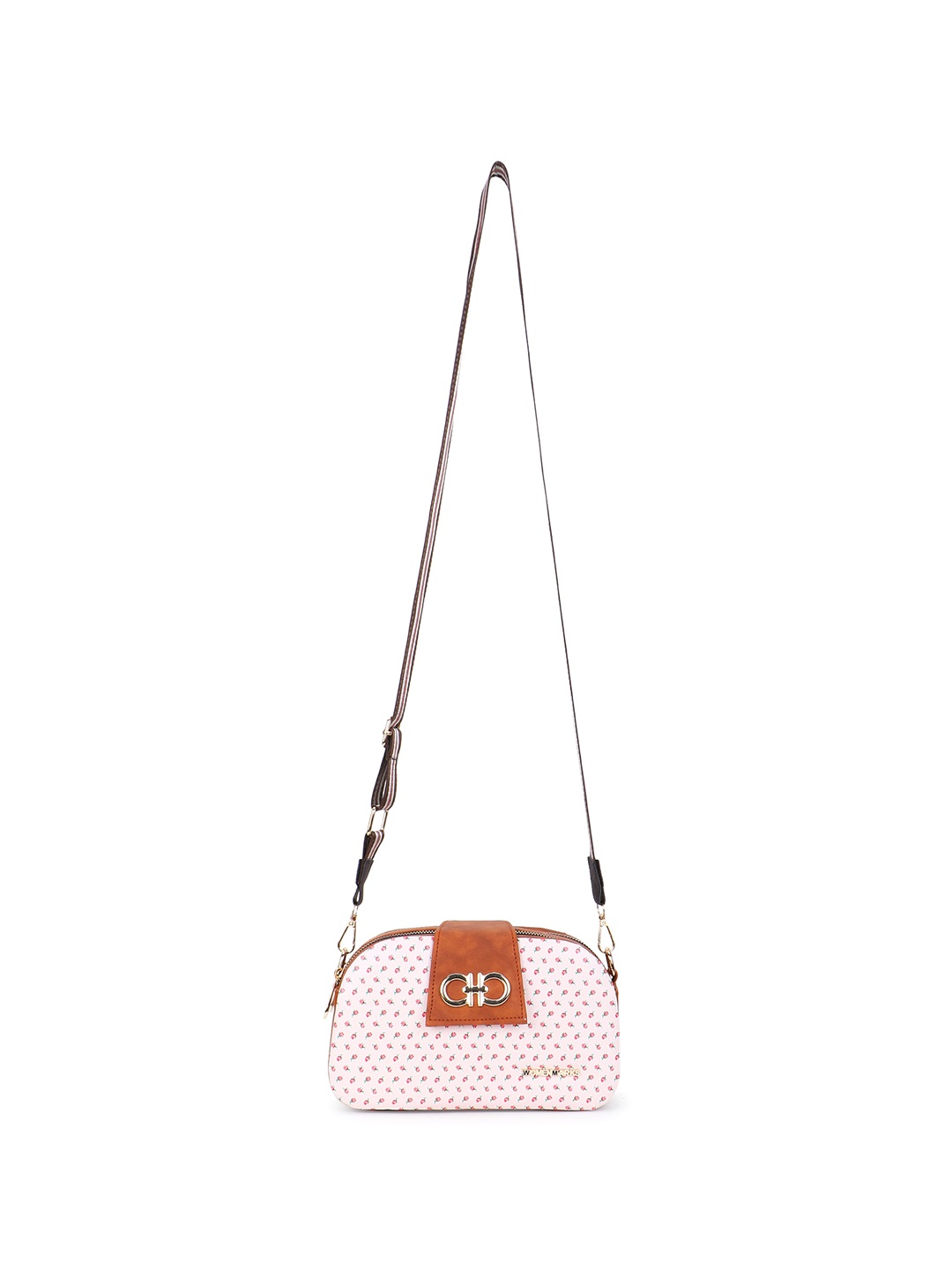 

WOMEN MARKS Graphic Printed PU Structured Sling Bag, Pink