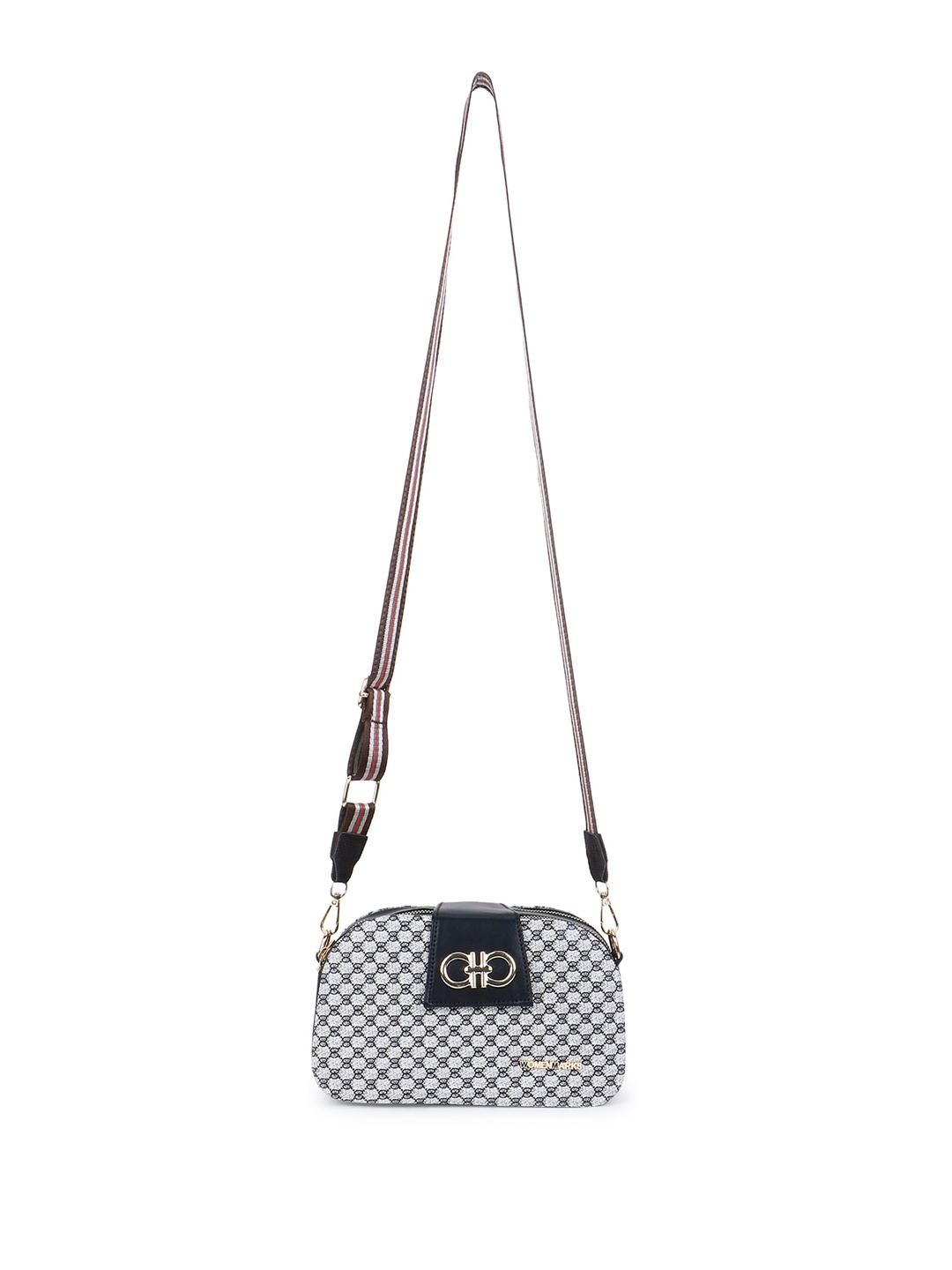 

WOMEN MARKS Textured PU Half Moon Sling Bag, Black